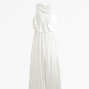 Bestseller Abercrombie & Fitch White High-Neck Draped Jumpsuit